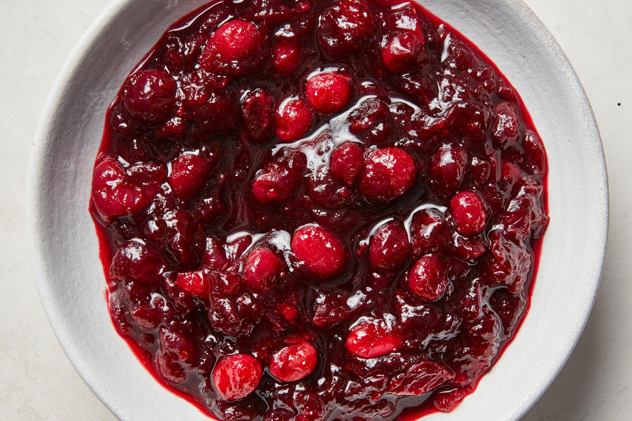 A bold twist on a classic: cranberry sauce with a splash of red wine