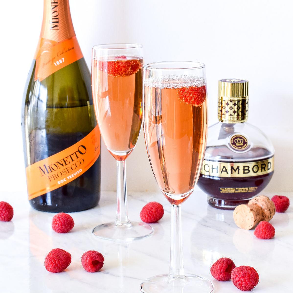  A bubbly concoction of raspberries and Chambord is a perfect way to start your evening.