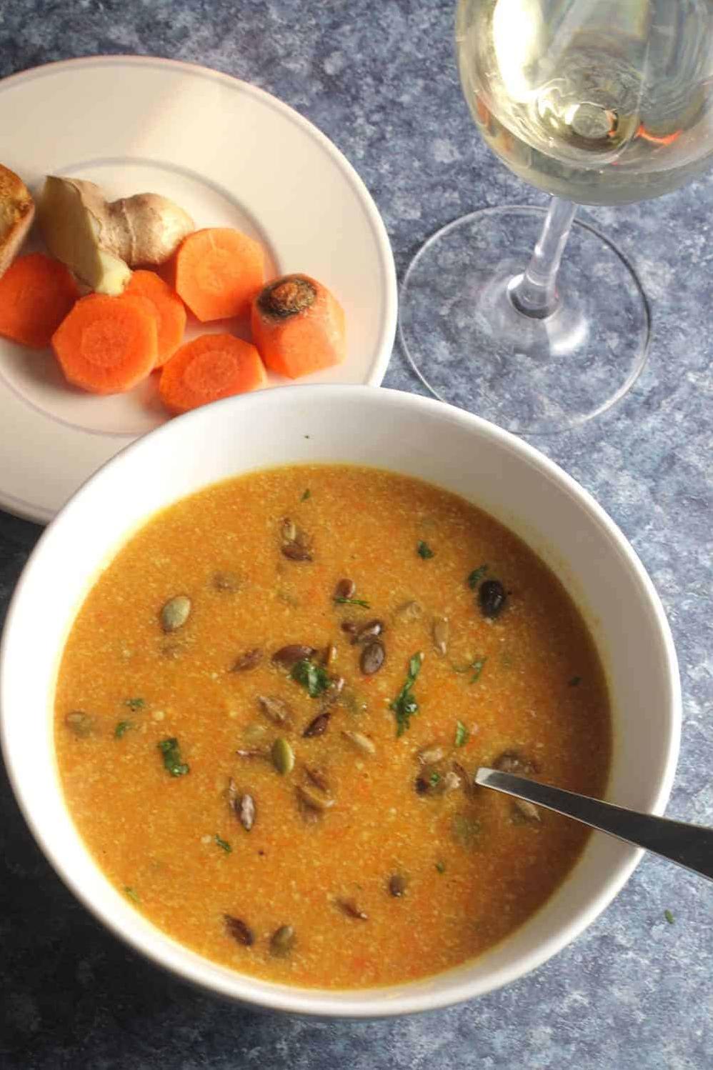  A cozy bowl of carrot and ginger soup, perfect for a chilly evening