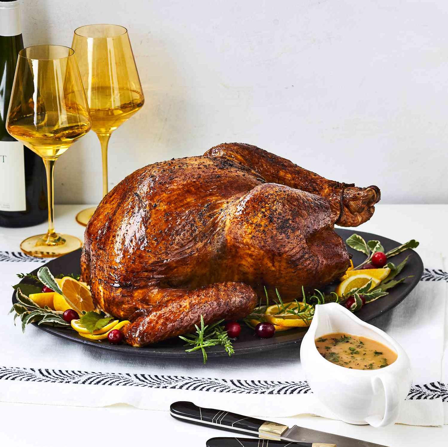  A delicious and impressive roast turkey with a decadent white wine gravy.