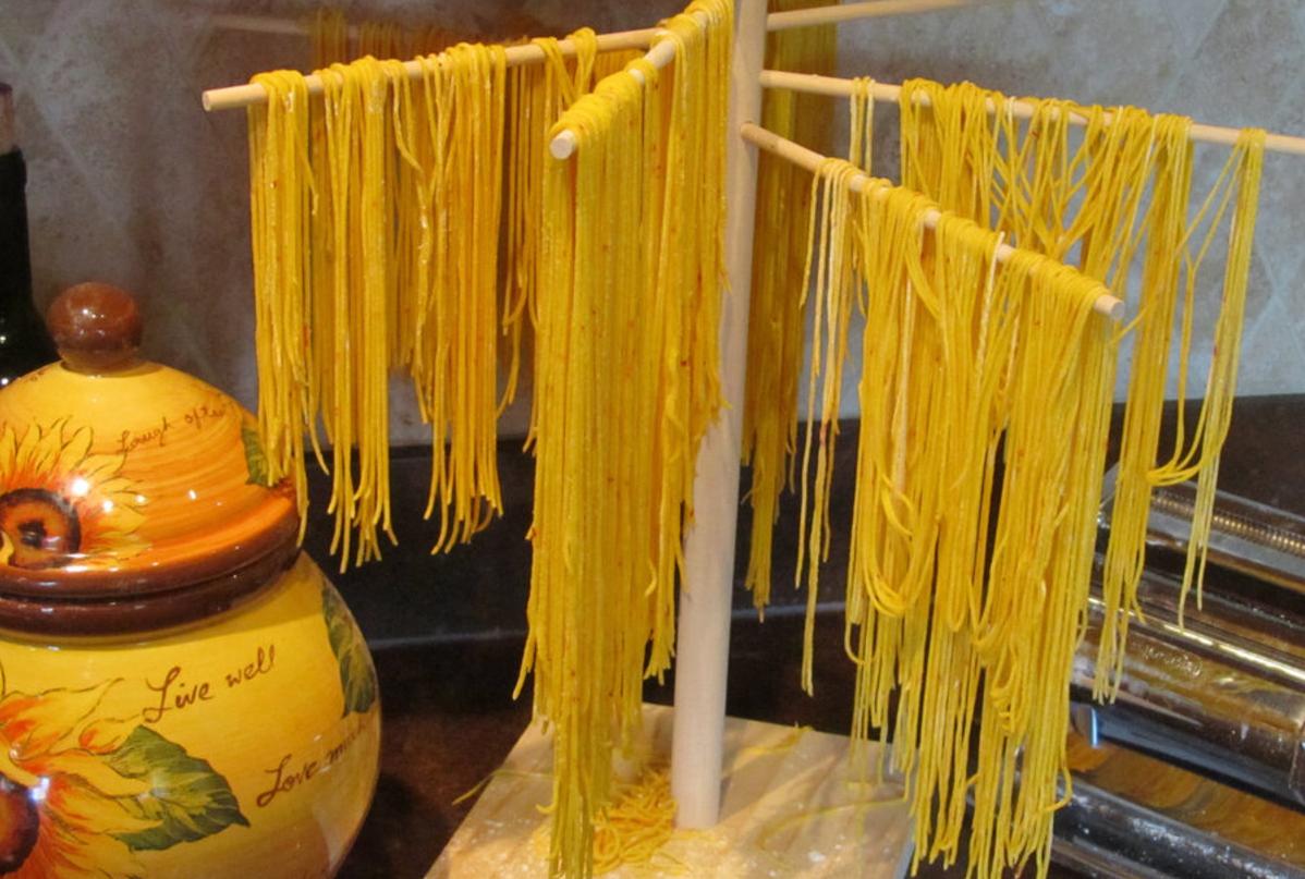  A little bit of saffron goes a long way in this homemade pasta recipe.