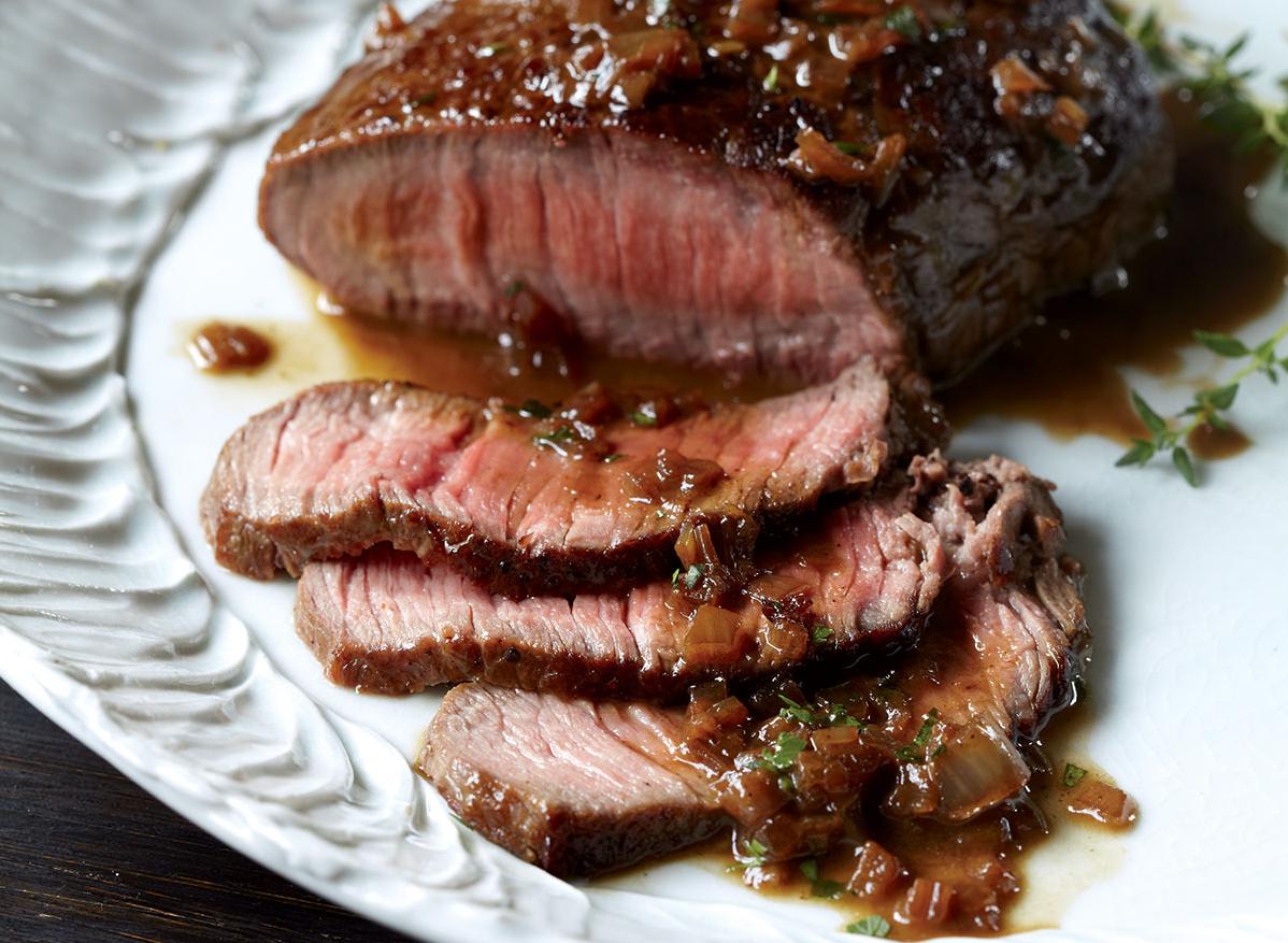  A steak that melts in your mouth-- paired with a tangy red wine sauce