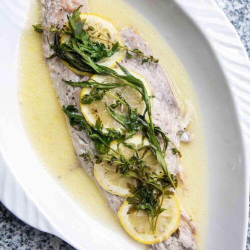 Baked Bluefish in Wine