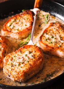 Baked Pork Chops in a Wine Sauce