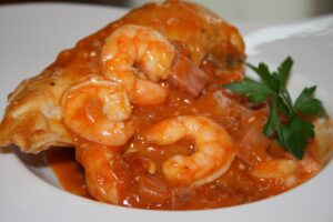 Basque Chicken and Shrimp in Wine