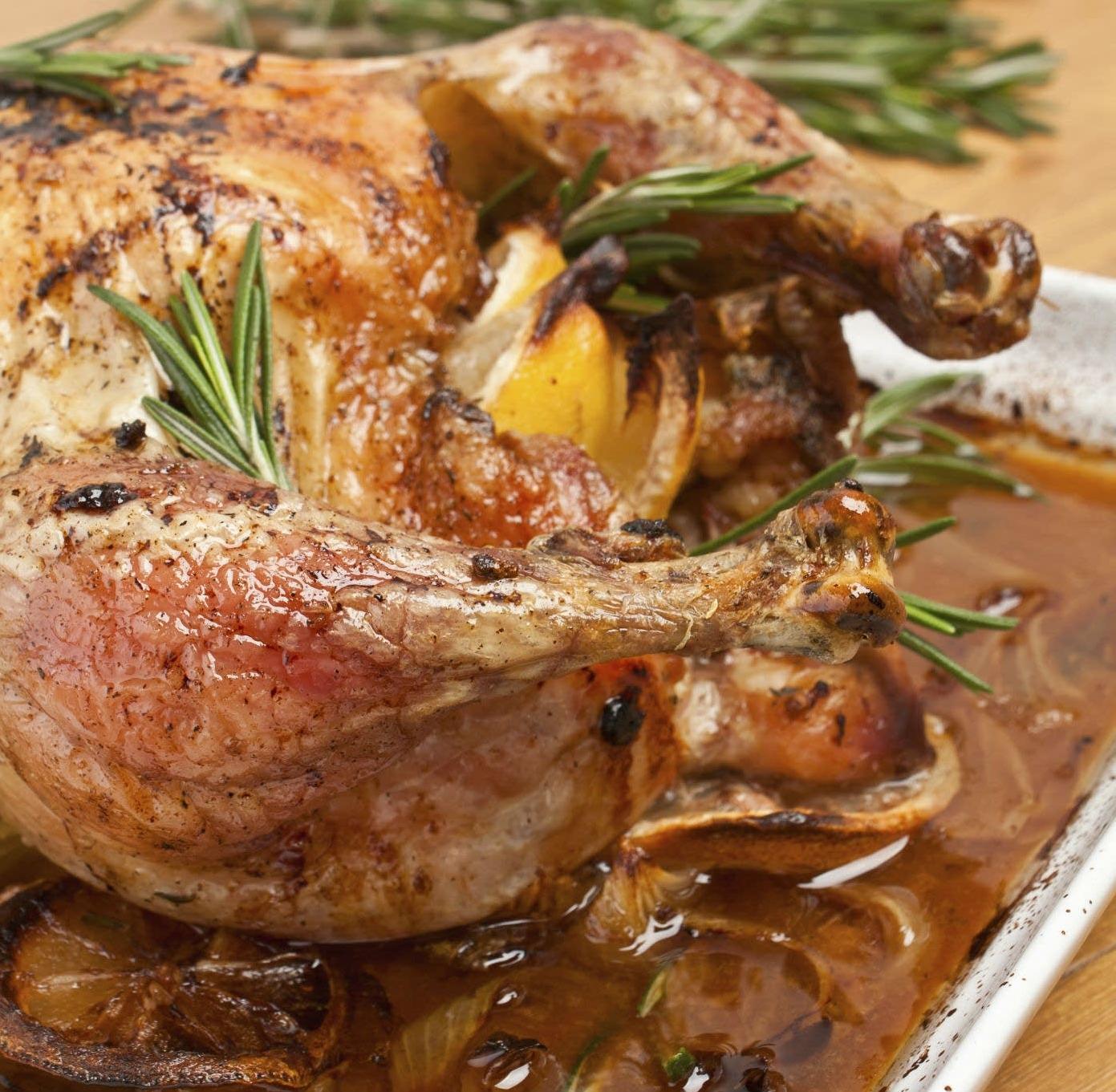  Basting the bird with the subtle flavors of white wine, herbs, and spices gives every bite a juicy and aromatic taste.