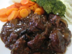 Beef and Mushrooms in Red Wine Sauce