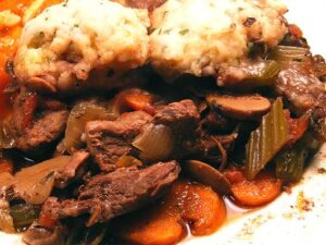 Beef and Vegetables in Red Wine Sauce