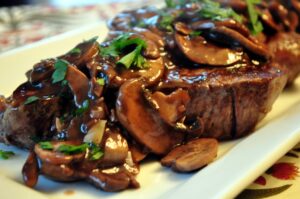 Beef Tenderloin in Mushroom-Wine Sauce