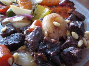 Beef With Red Wine and Pine Nuts