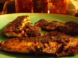 Blackened Tilapia With Shrimp in Mornay Wine Sauce