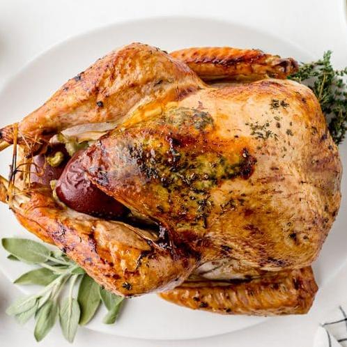  Brining your turkey overnight with herbs and spices is key to a succulent and flavorful bird.