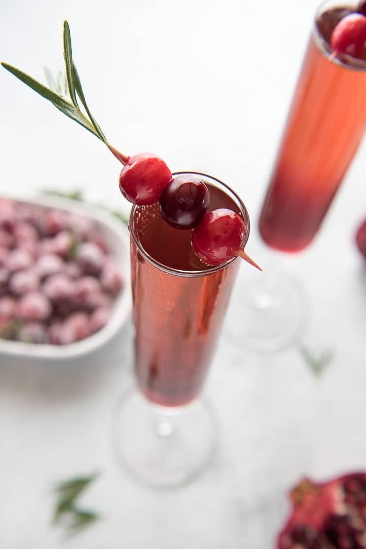  Cheers! Raise your glass and let the bubbles of the Pomegranate Cranberry Champagne Cocktail tickle your nose.