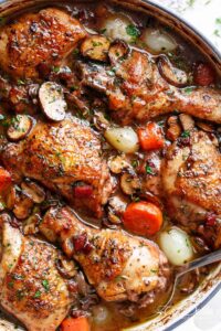 Chicken Thighs With Cognac & Red Wine