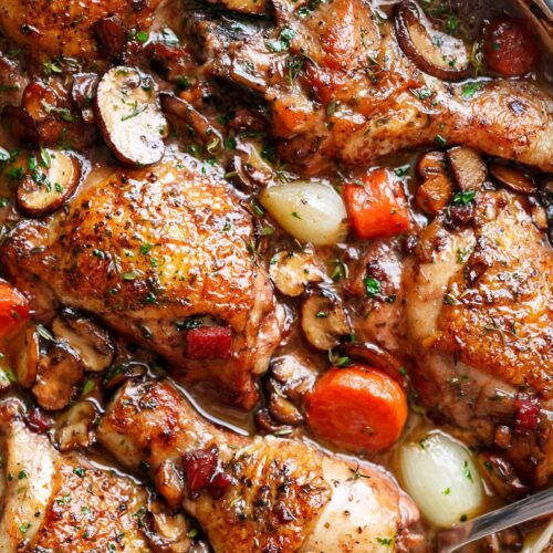 Chicken Thighs With Cognac & Red Wine