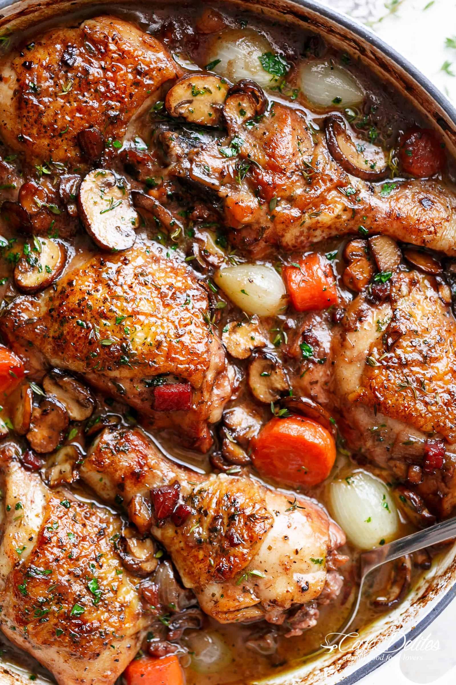 Chicken Thighs With Cognac & Red Wine