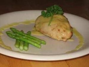 Crab Stuffed Chicken with Wine Mushroom Sauce