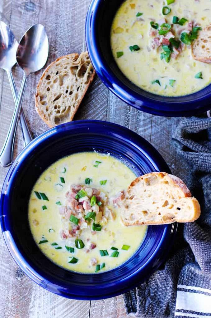  Dive into a bowl of creamy goodness with this Gruyere and Chardonnay soup