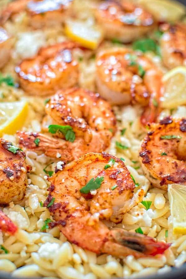  Dive into a Mediterranean feast with every forkful of Orzo with Shrimp, Feta Cheese, and White Wine.