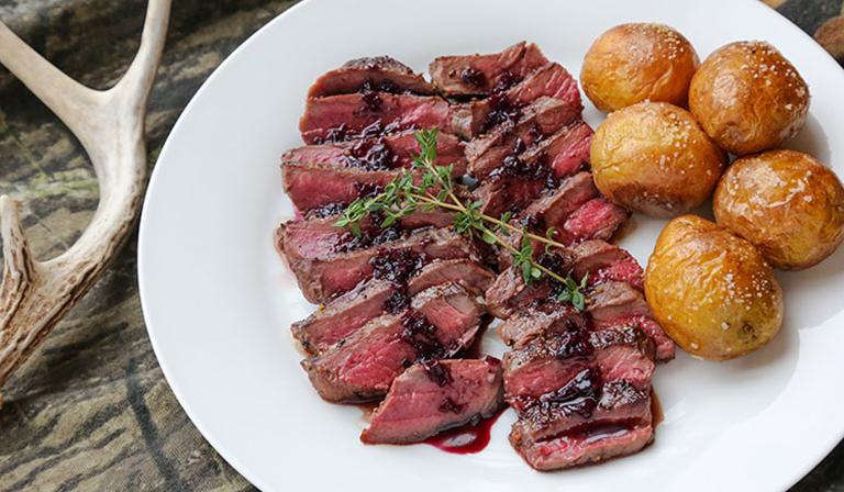  Elegant and sophisticated, this venison steak and red wine sauce combination will impress your dinner guests