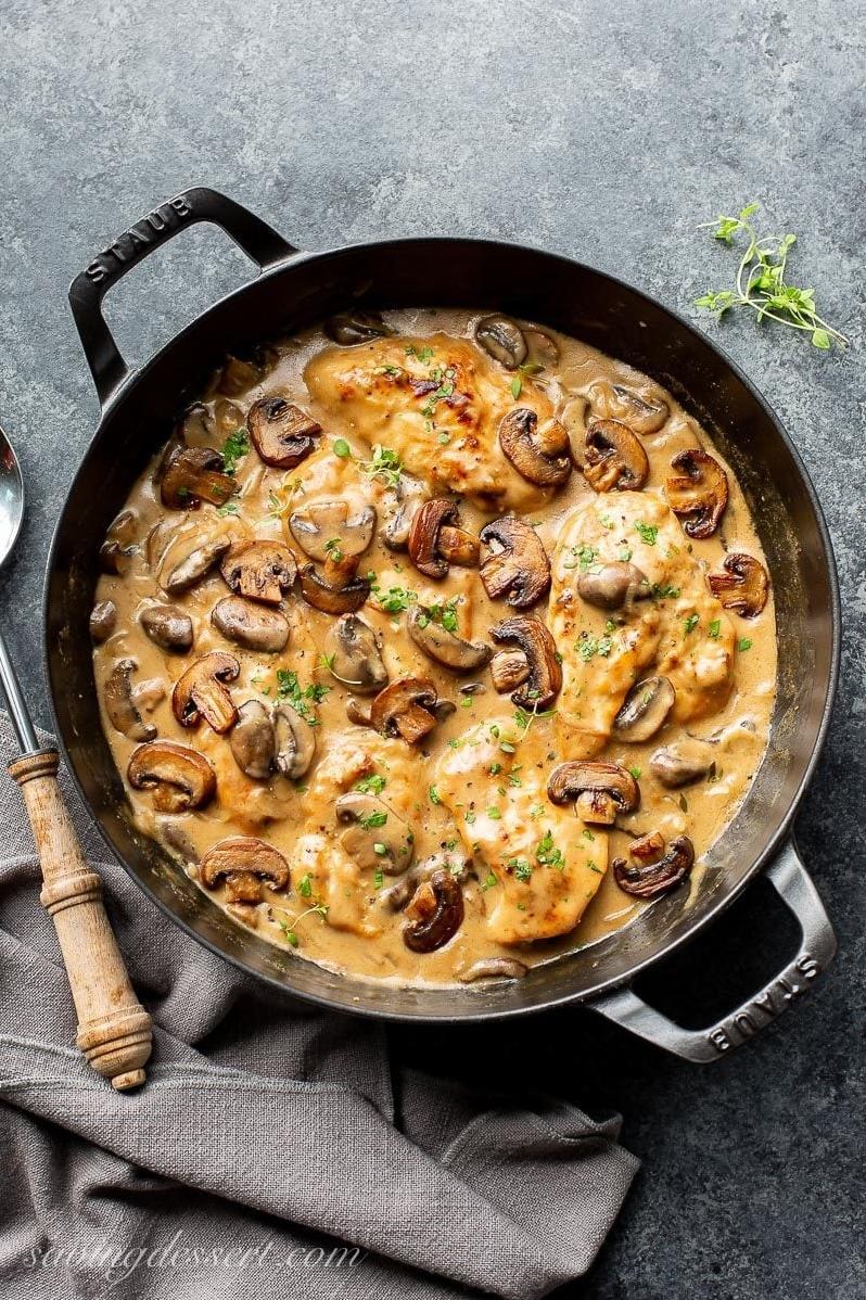  Elevate your dinner game with this indulgent chicken and mushroom in a white wine sauce recipe