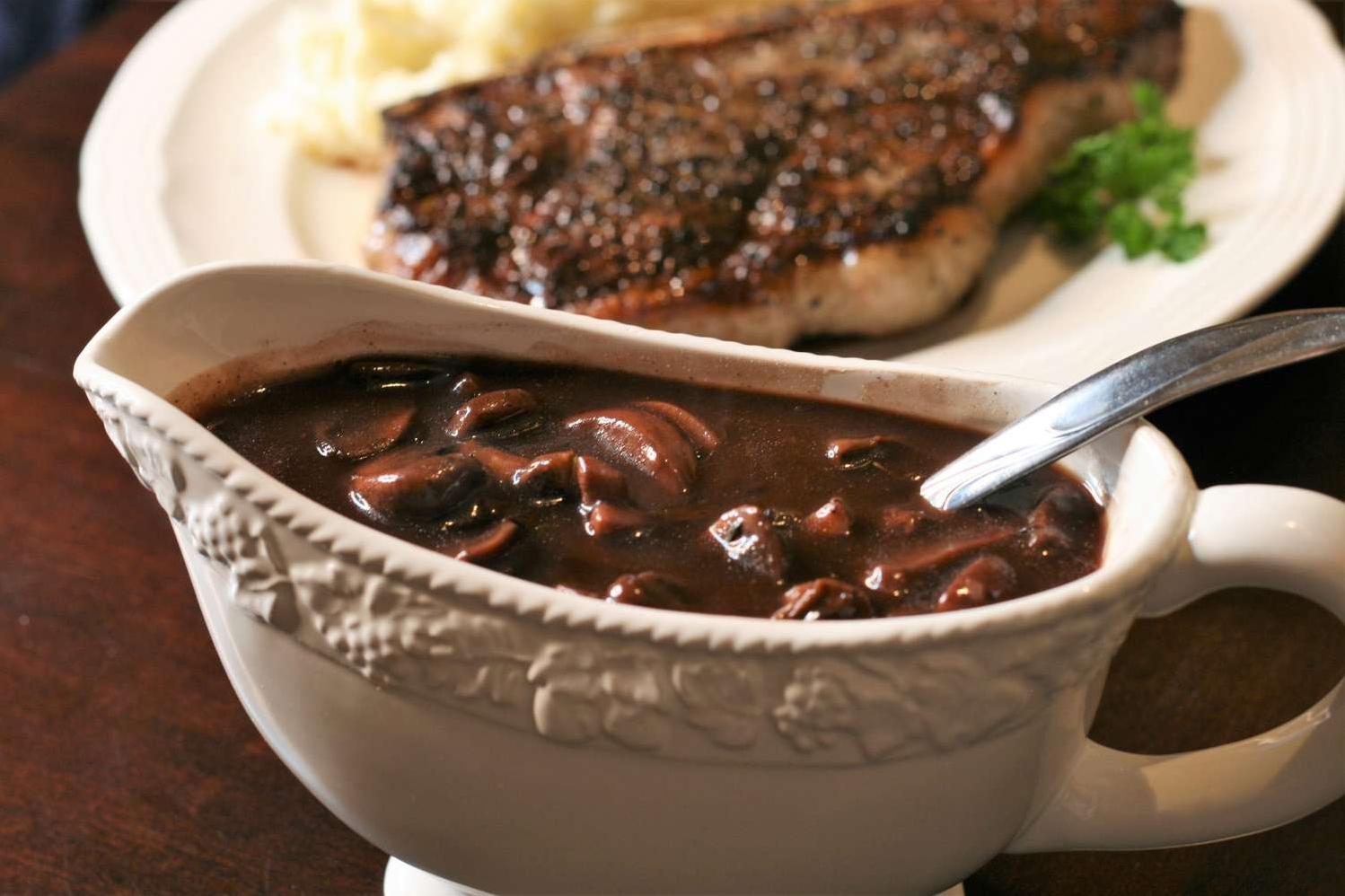 Enjoy a velvety and rich sauce filled with umami from mushrooms and red wine.