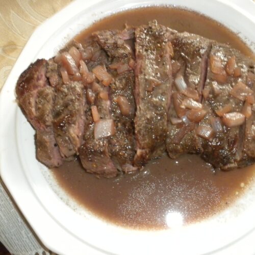 Flat Iron Steak With Cabernet Sauce