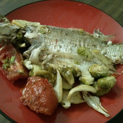 French Style Roasted Perch With Fennel, Tomatoes and Wine