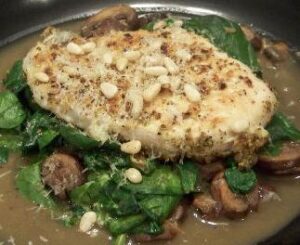 Garlic Mushroom Wine Sauced Chicken and Spinach S