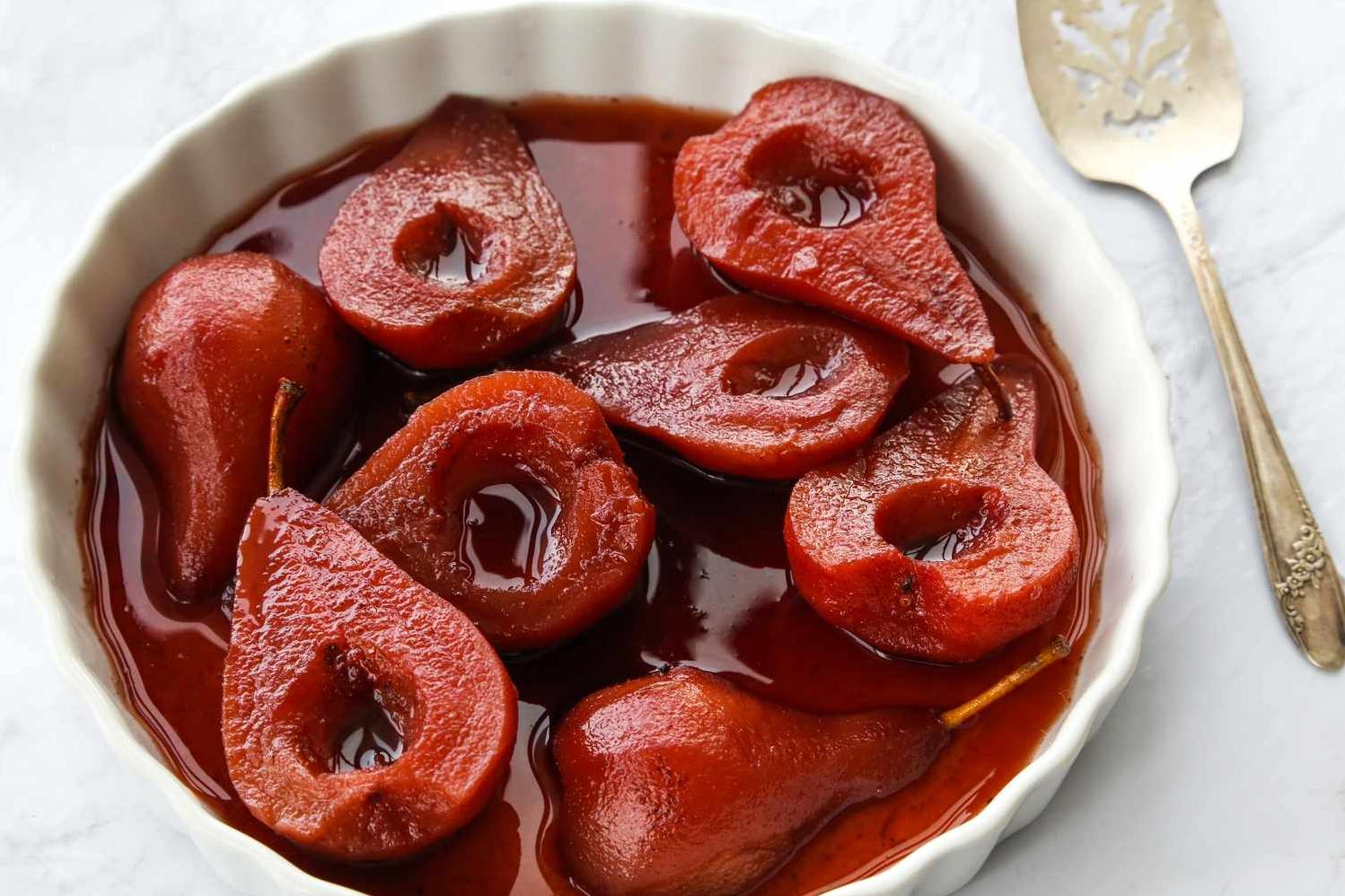  Get cozy with this warming spiced wine and pear dessert