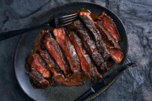 Grilled Spicy New York Strip Steak With Chocolate Merlot Sauce