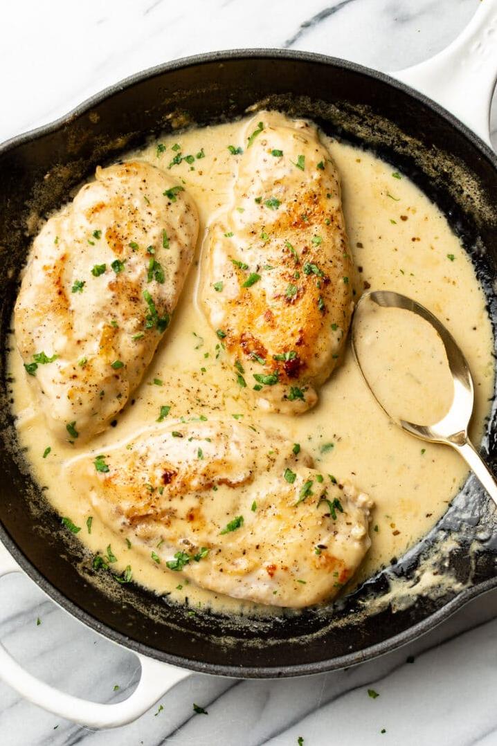  Heavenly creamy white wine sauce pairs perfectly with tender chicken and al dente pasta.