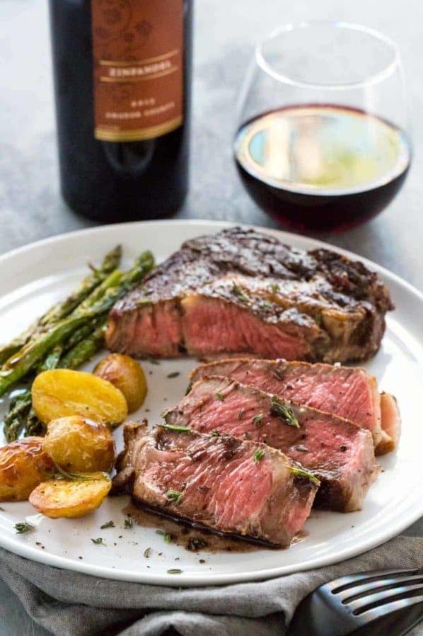  Impress your dinner guests with these delicious and flavorful red wine ribeyes.