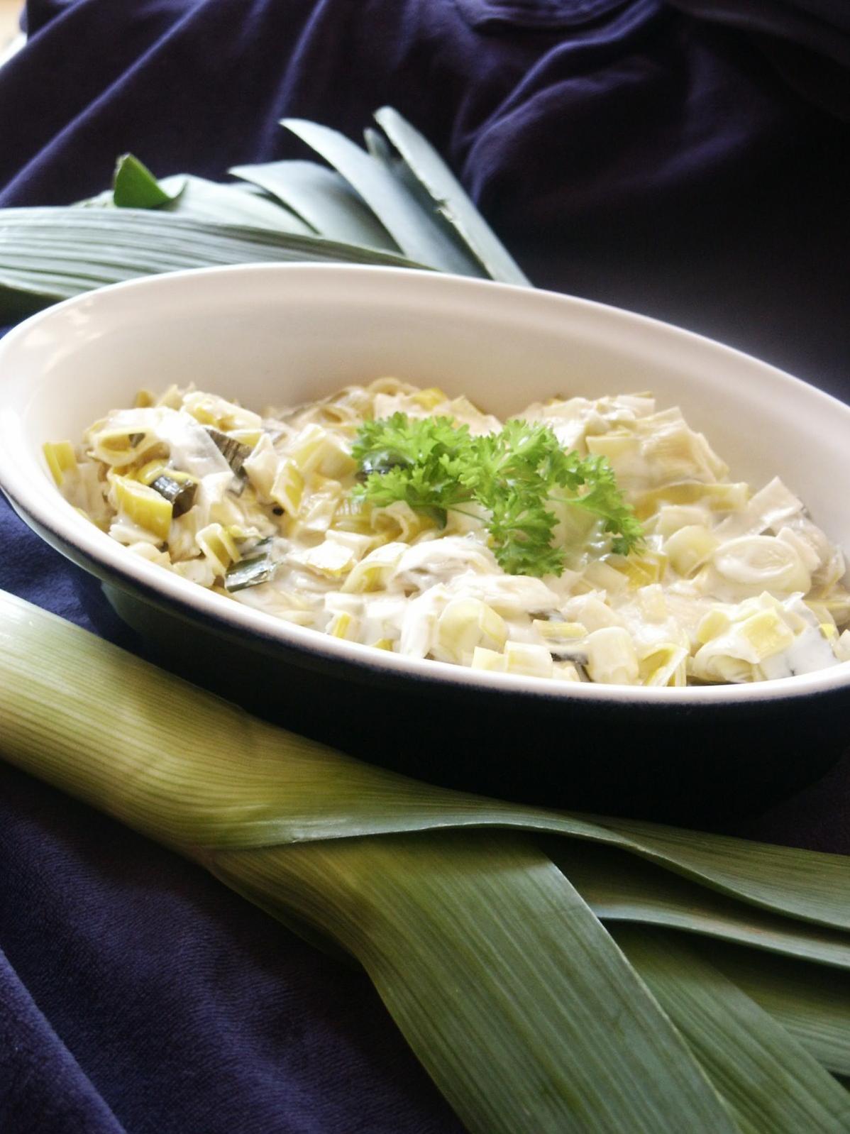  Indulge in the perfect balance of light and creamy sauce with the refreshing taste of leeks.