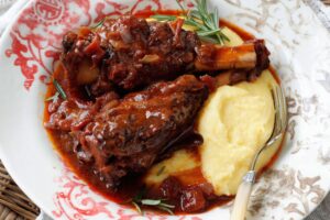 Lamb Shanks Braised in Red Wine With Rosemary