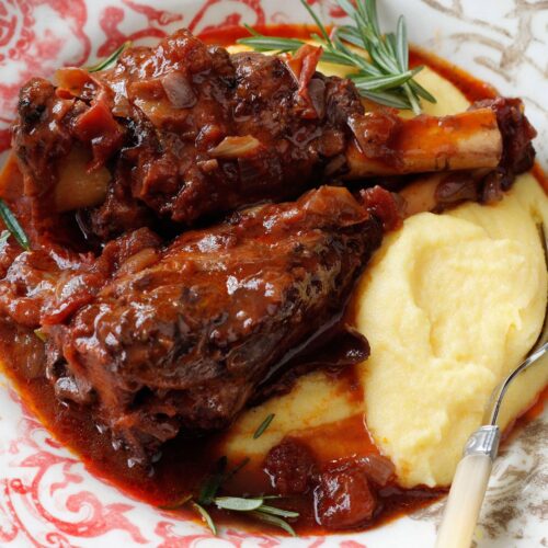 Lamb Shanks Braised in Red Wine With Rosemary