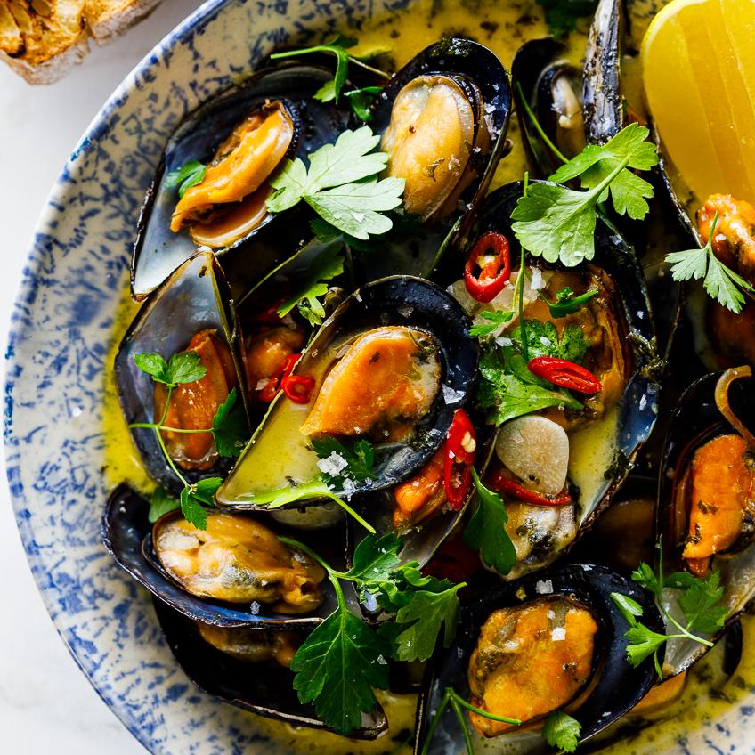  Let the aroma of fresh mussels and white wine fill your kitchen.