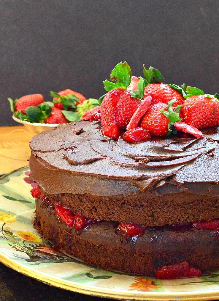  Made with Cabernet wine and topped with fresh strawberries, this cake is pure decadence.