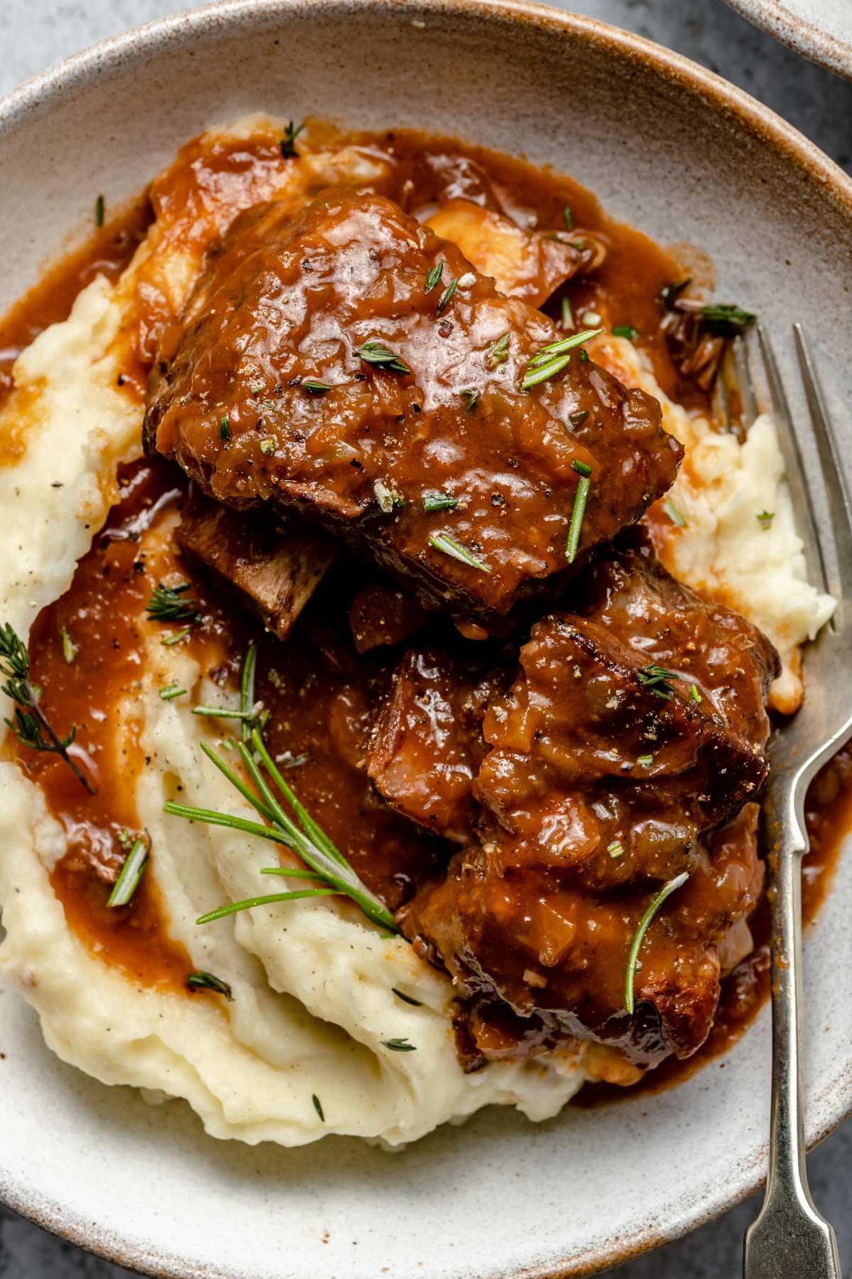  Marinated in delicious red wine, these short ribs bring a new level of flavor to the table.