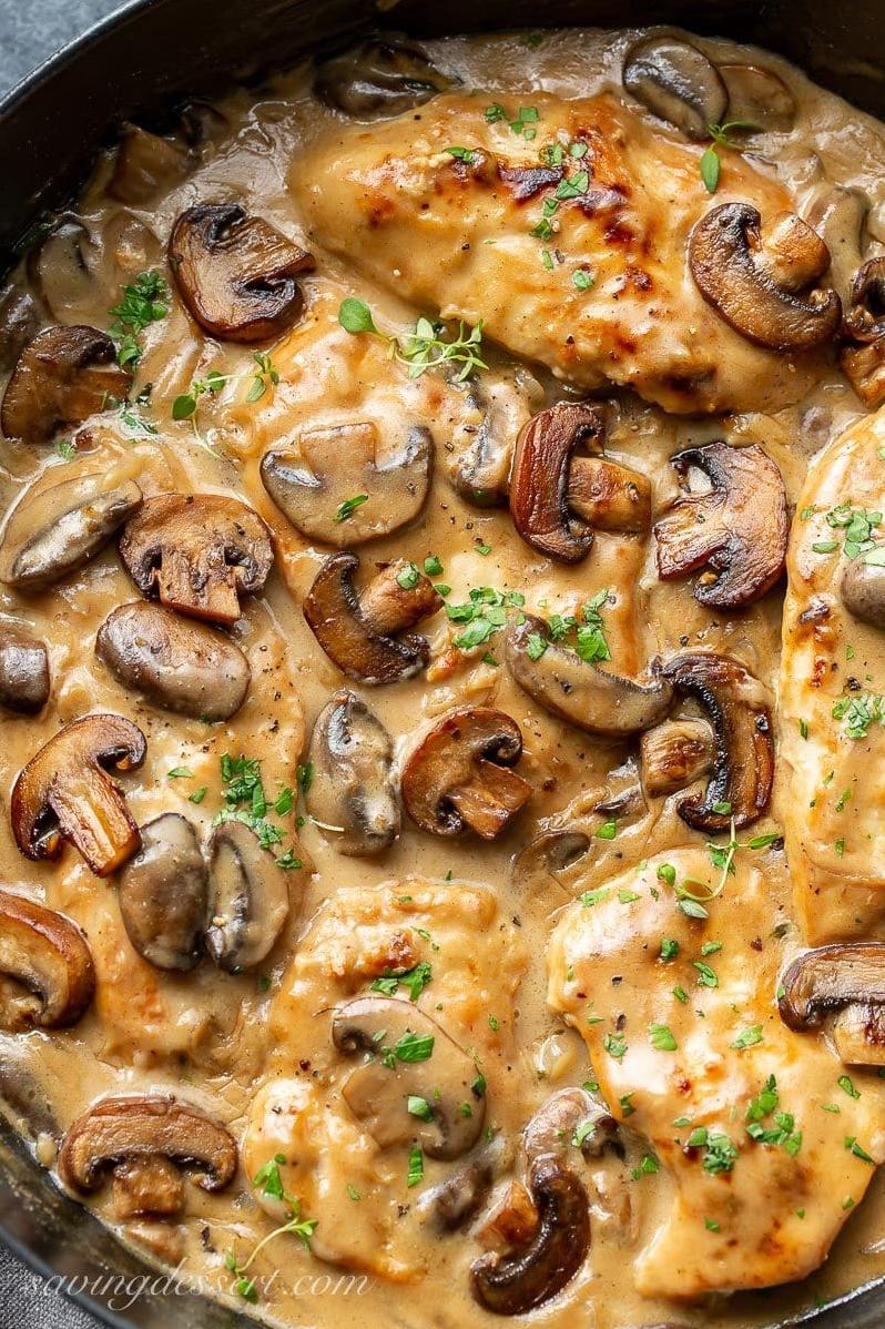  Melt in your mouth chicken drenched in a savoring mushroom-wine sauce