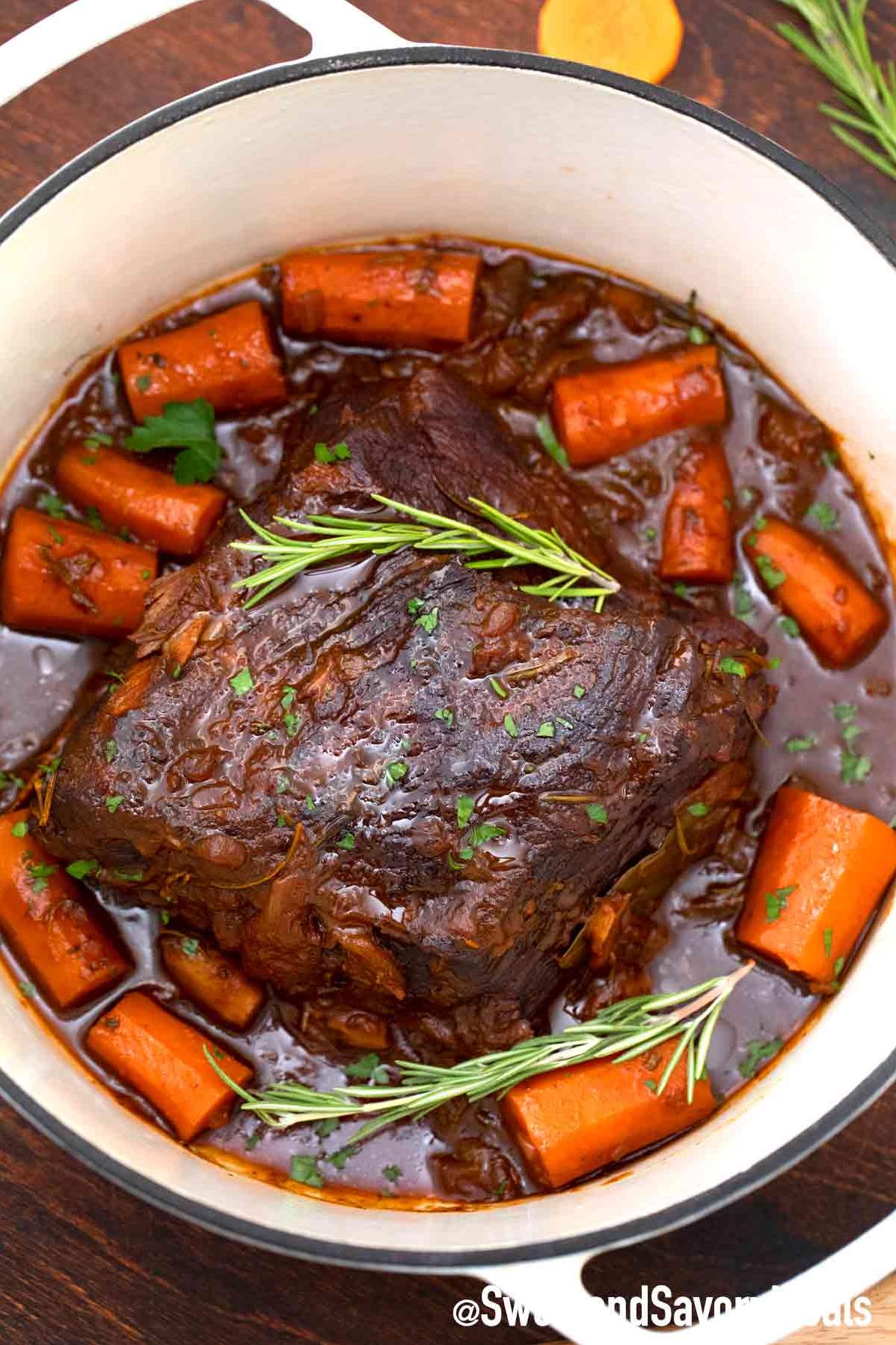  One bite of this slow-cooked pot roast will transport you to a cozy Sunday dinner.