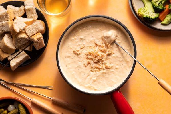  Pair this decadent fondue with your favorite crackers or crusty bread for a delicious snack
