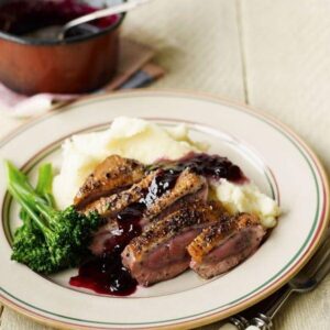 Pan-Fried Duck Breast With Wine and Blackcurrant Sauce