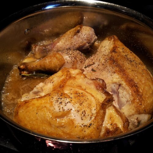 Pan Roasted Chicken With Rosemary, Garlic, and White Wine