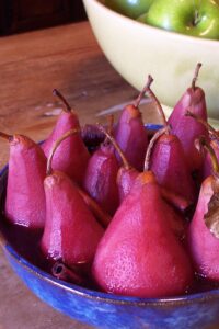 Pears Poached in Spiced Red Wine