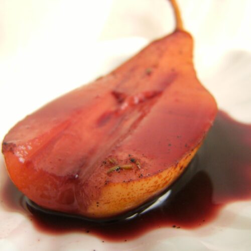 Pears Poached in Spiced Wine