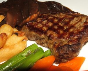 Pepper Steak With Port-Wine Mushroom Sauce