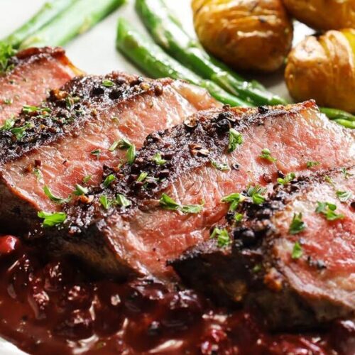 Peppered Steak in Red Wine Sauce