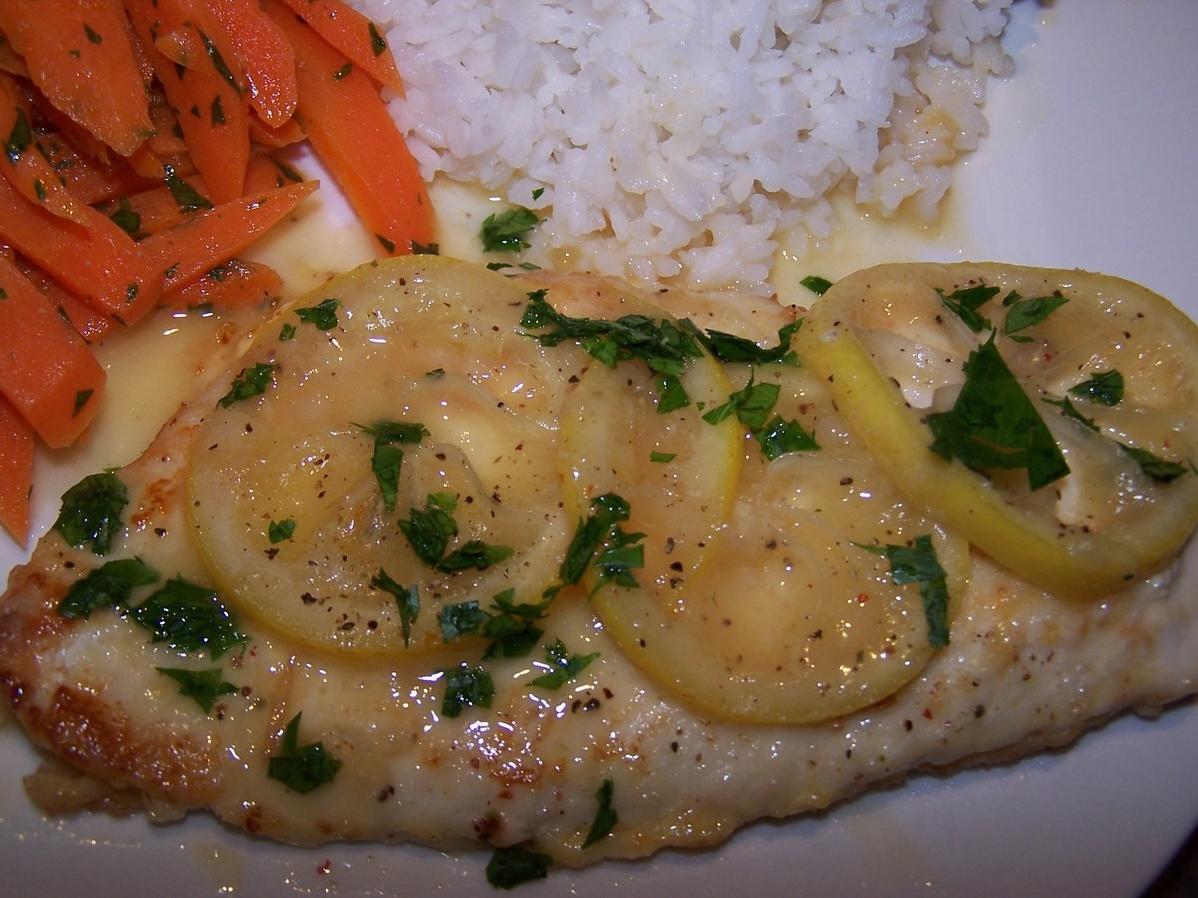  Perfectly cooked chicken drenched in a savory white wine sauce