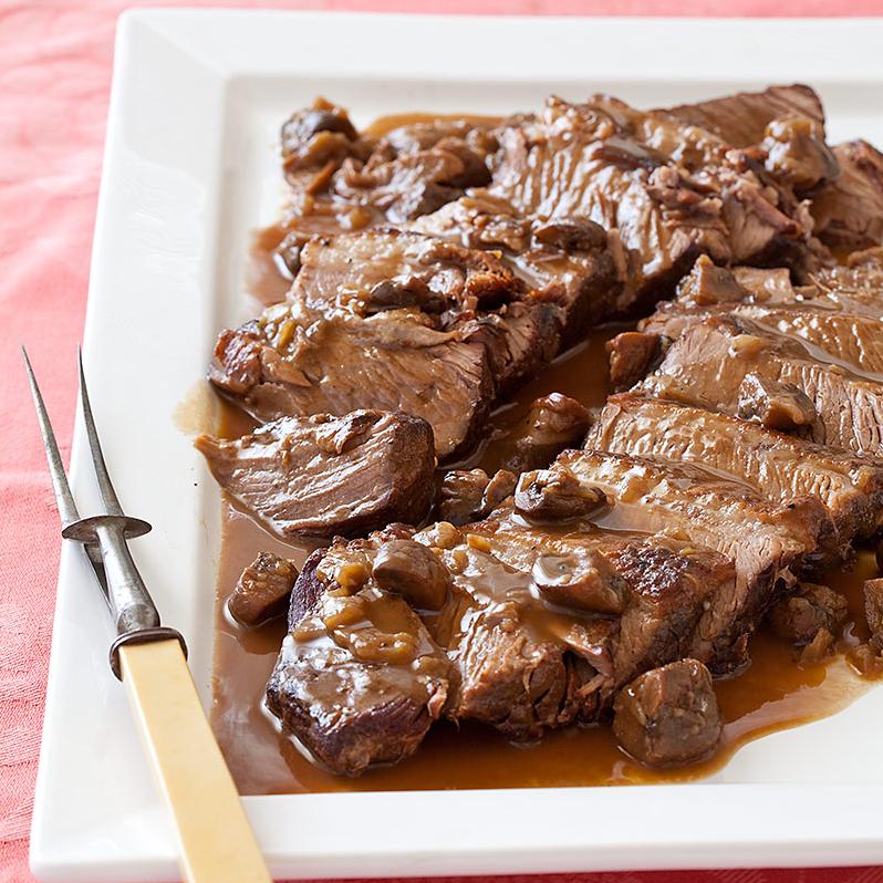  Perfectly tender and juicy beef brisket simmered in a rich and flavorful sauce